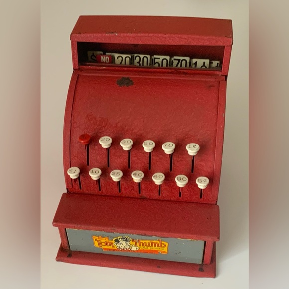 Vintage Red Toy Cash Register - Picture 3 of 12